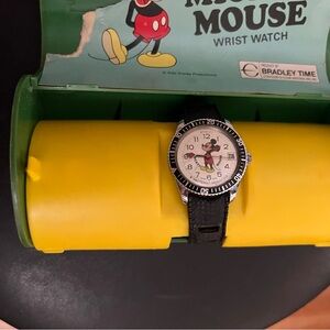 Vintage Mickey Mouse Wrist Watch with Black Strap
